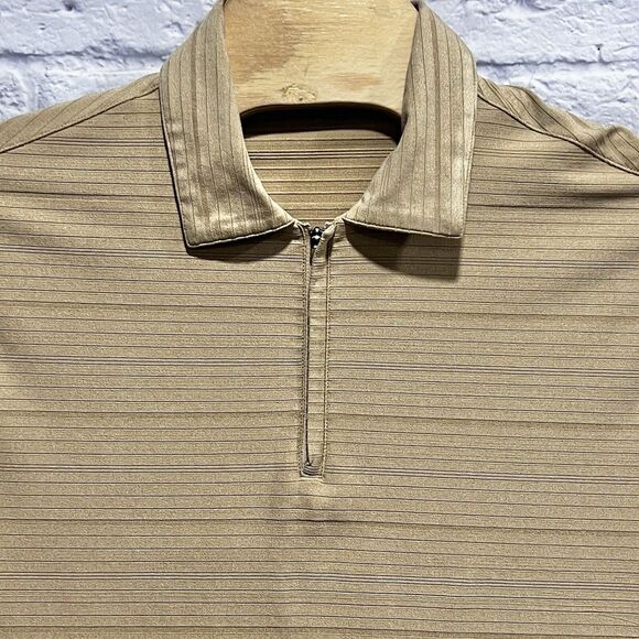 Nike Tiger Woods Men Golf Polo 1/4 Zip Brown Beige Striped Shirt‎ Size Large - Picture 4 of 8